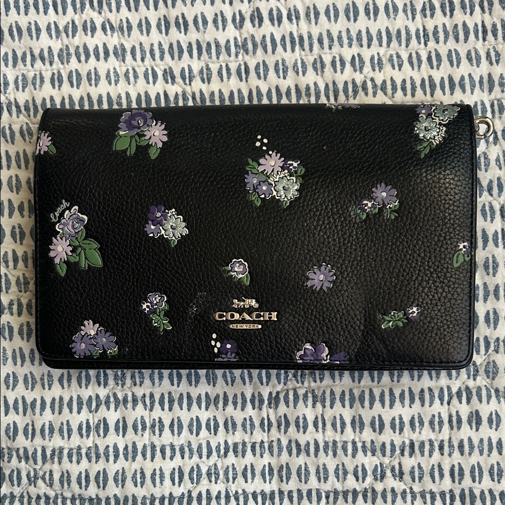 Coach Black and Purple Floral purse